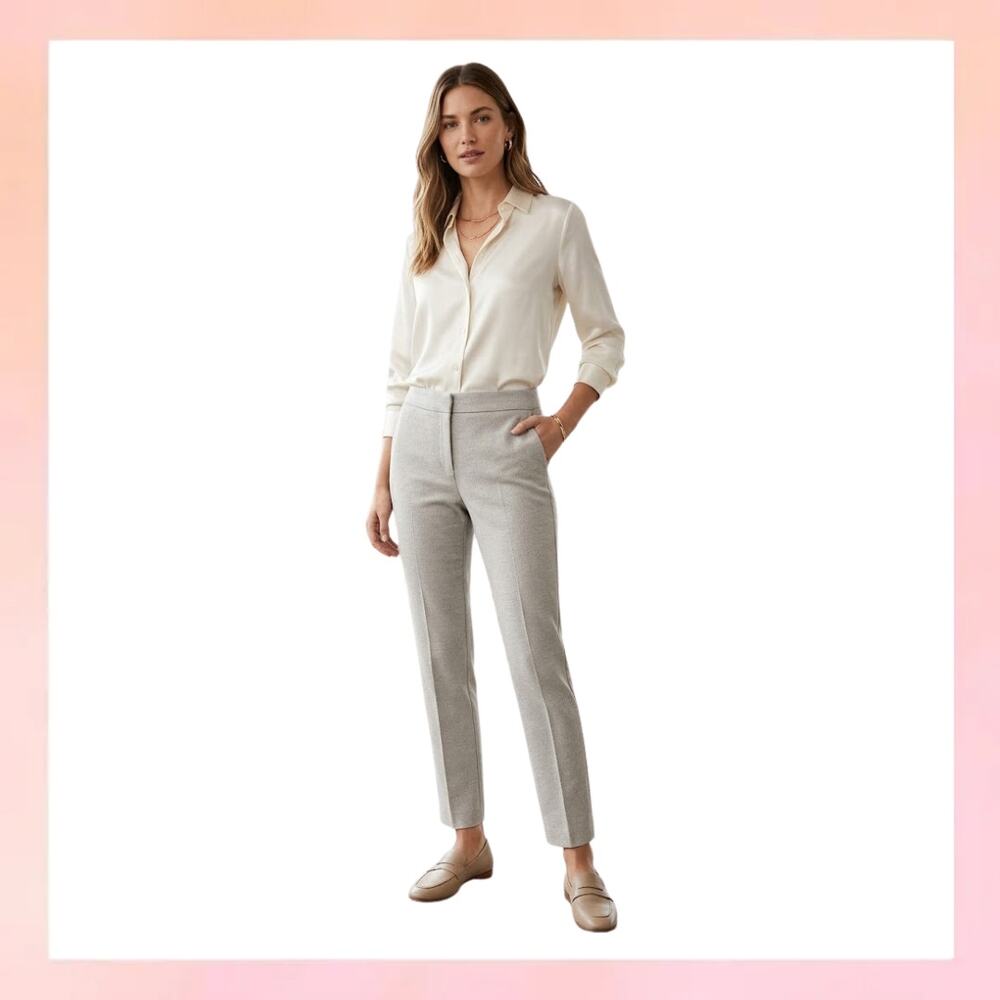 Amanda + Chelsea Grey Ivory Herringbone Ankle Dress Pants Size 12